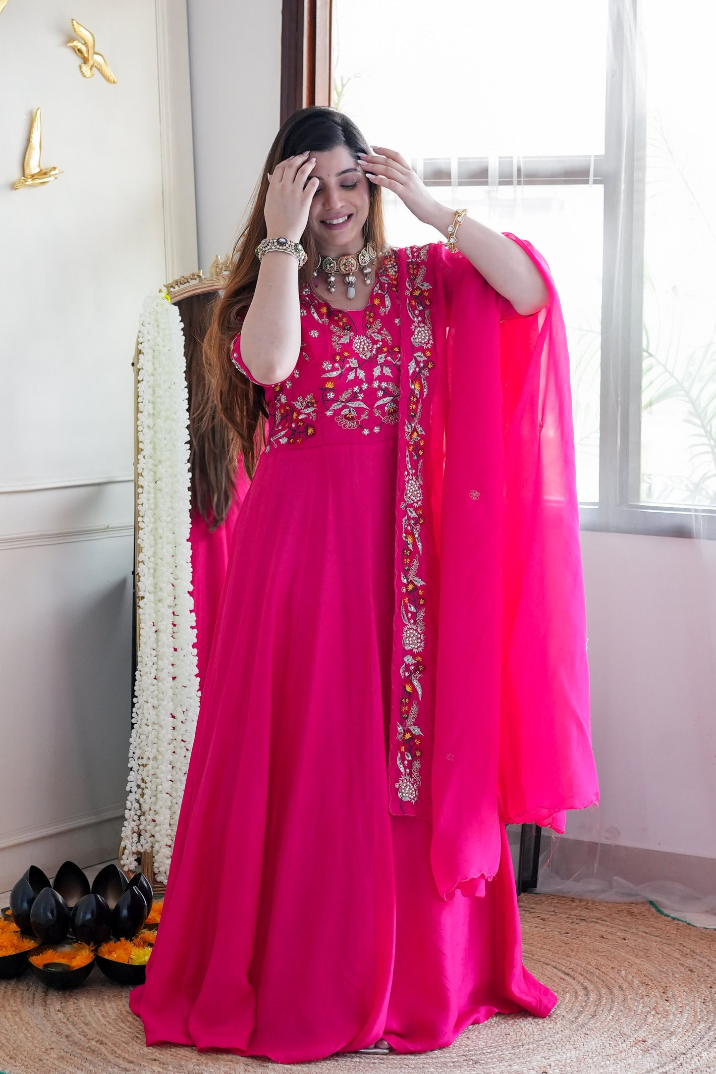 Safah Pink Embriodered Anarkali