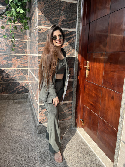 Renne Olive Velvet Three Piece Set