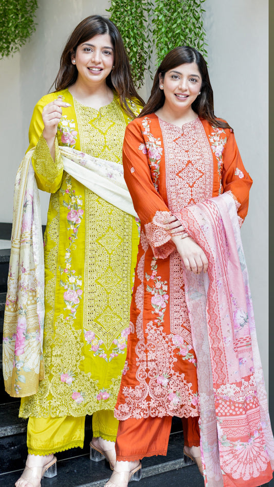 Vrindah Schiffli Suit Set