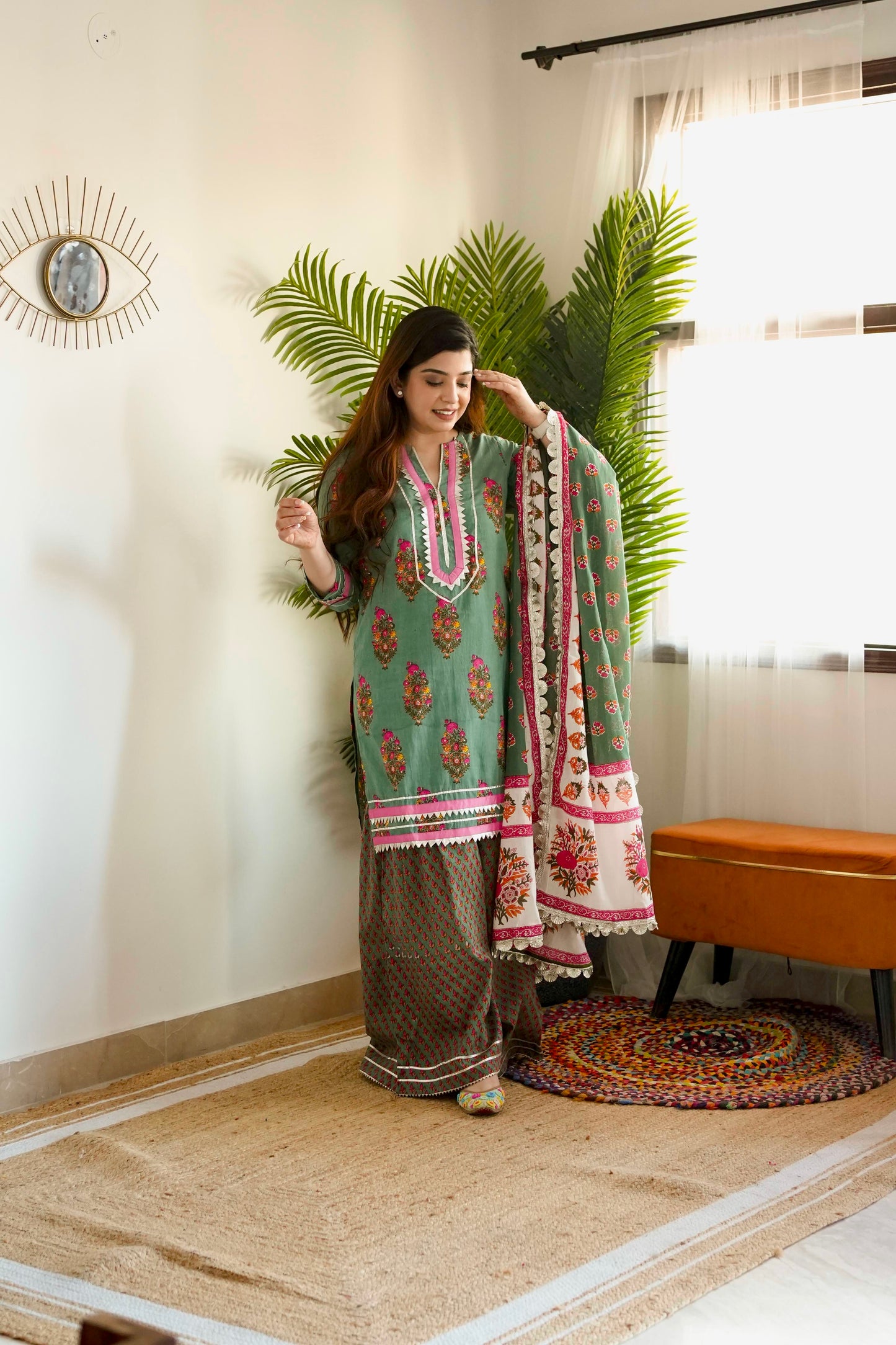 Samar Green Printed Suit Set