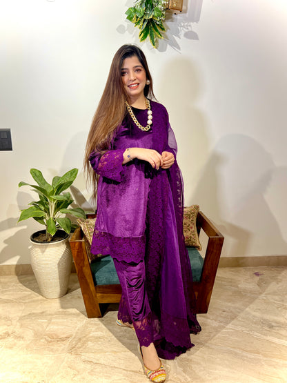 Siffat Purple Velvet Suit