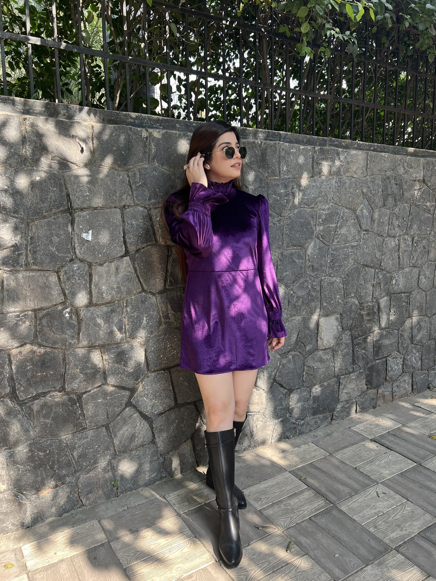 Kins Purple Velvet Dress