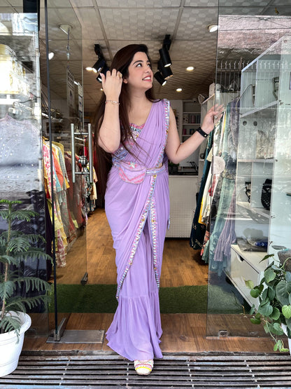 Mukti Embriodered Drape Saree With Sharara