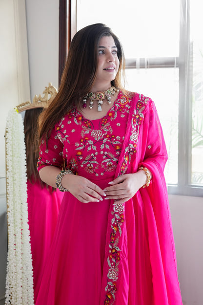 Safah Pink Embriodered Anarkali