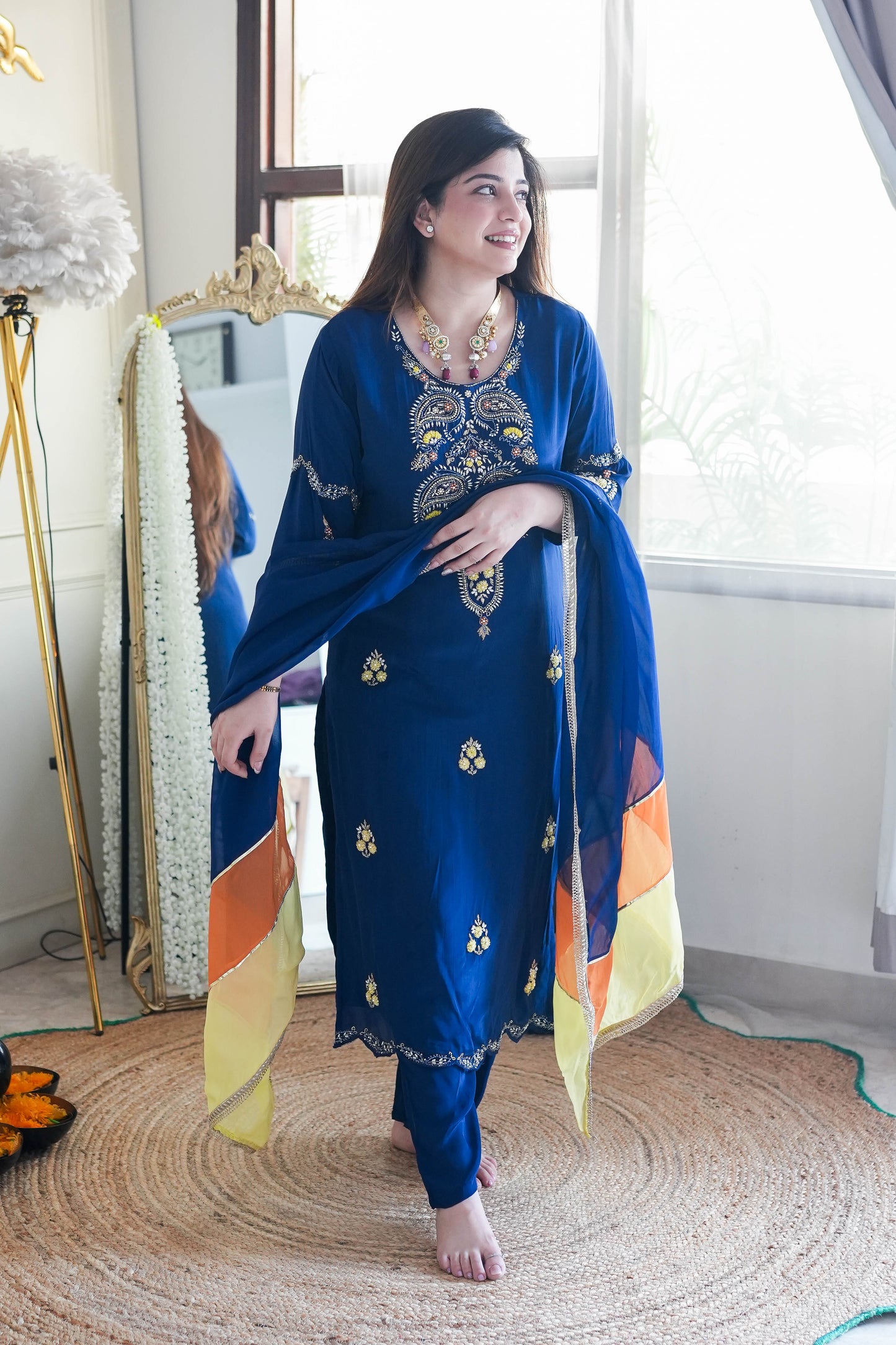 Zareef Blue Embriodered Suit Set