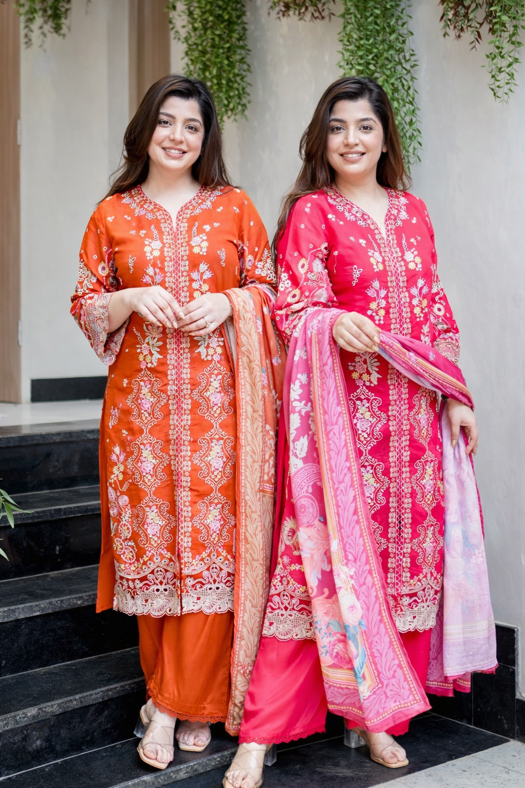 Farzeena Schiffli Detailing Suit Set