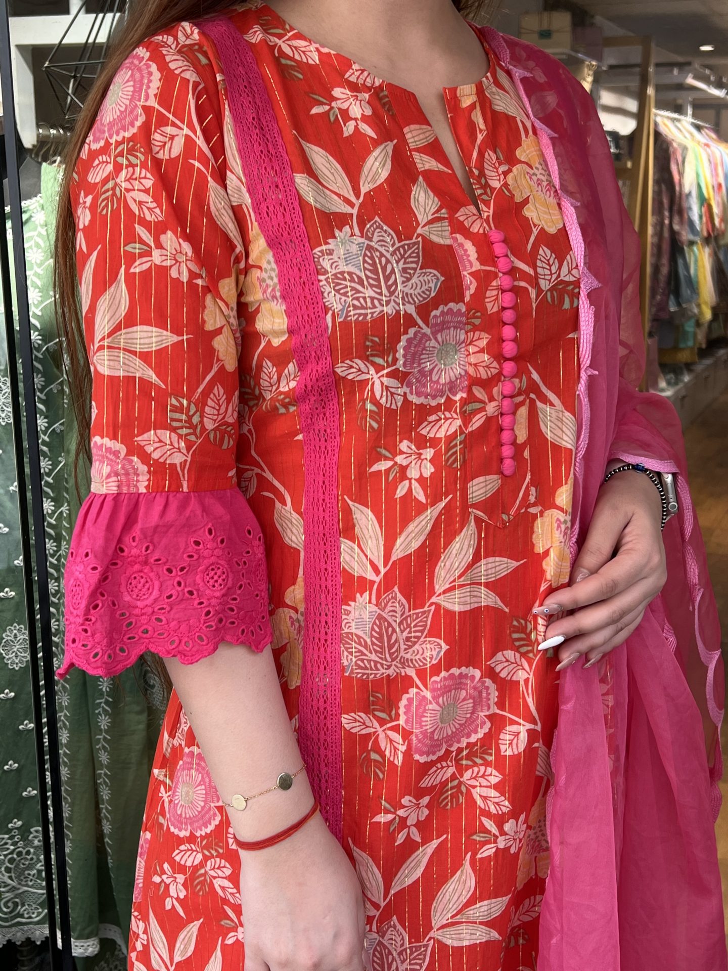 Janak Printed Orange Suit Set