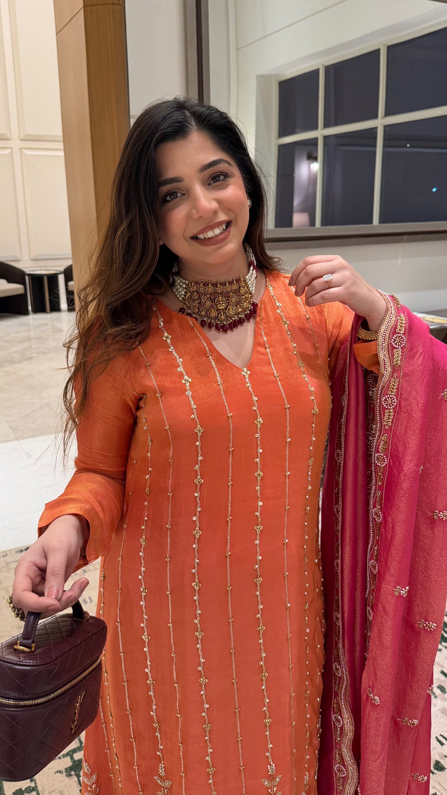 Veera Rust Hand Embroidred Suit Set