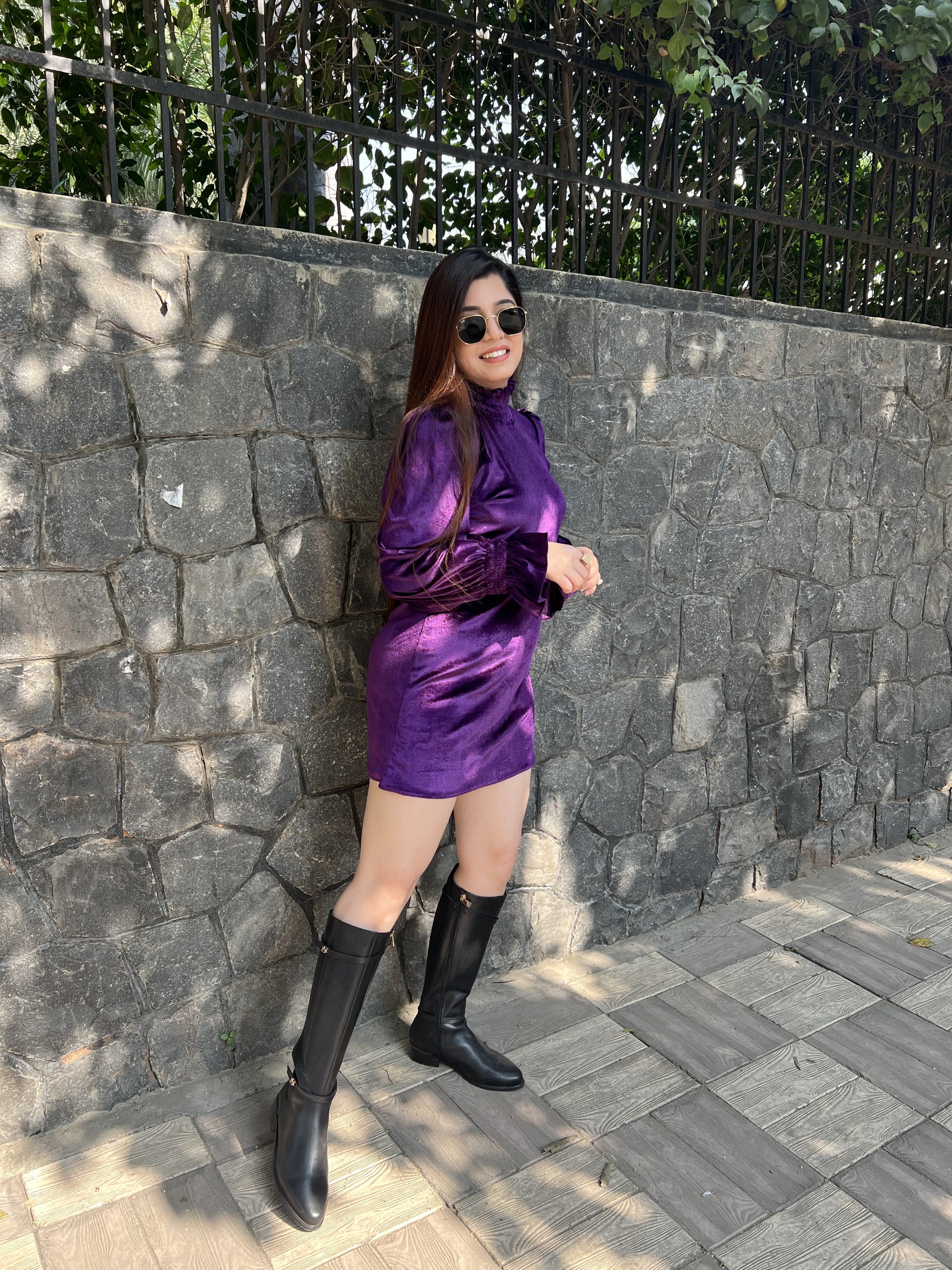 Kins Purple Velvet Dress