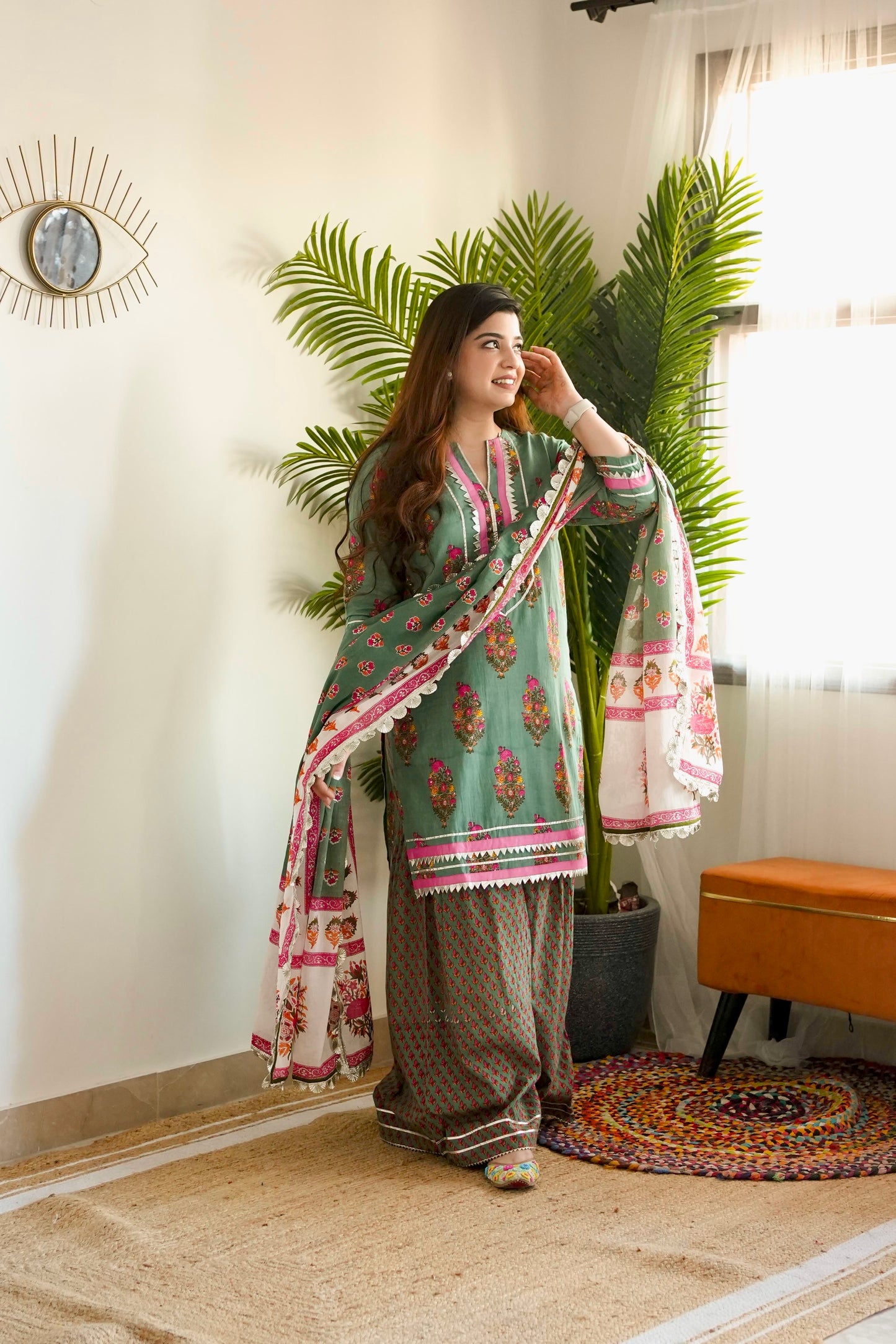 Samar Green Printed Suit Set