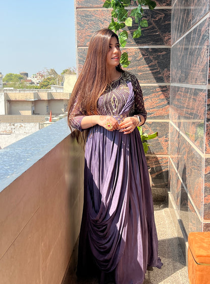 Vitra Purple Voluminous Maxi With Belt