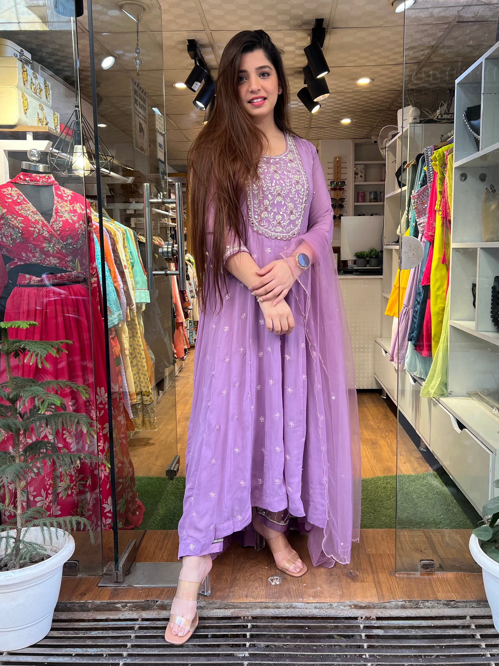 Samar Purple Upside Down Anarakali Suit