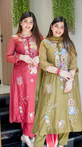 Naira Embroidered Silk Suit