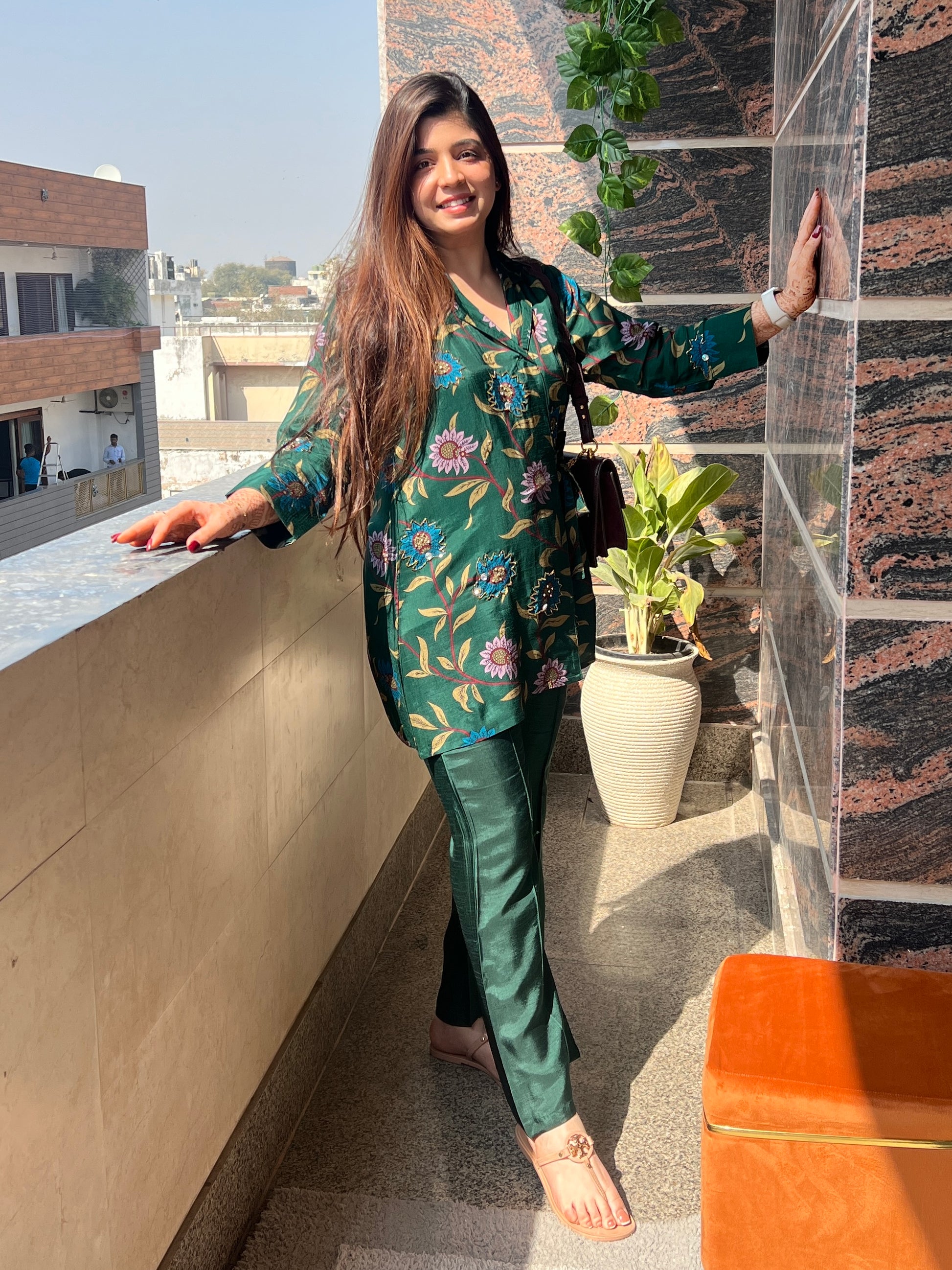 Glits Green Printed Cordset