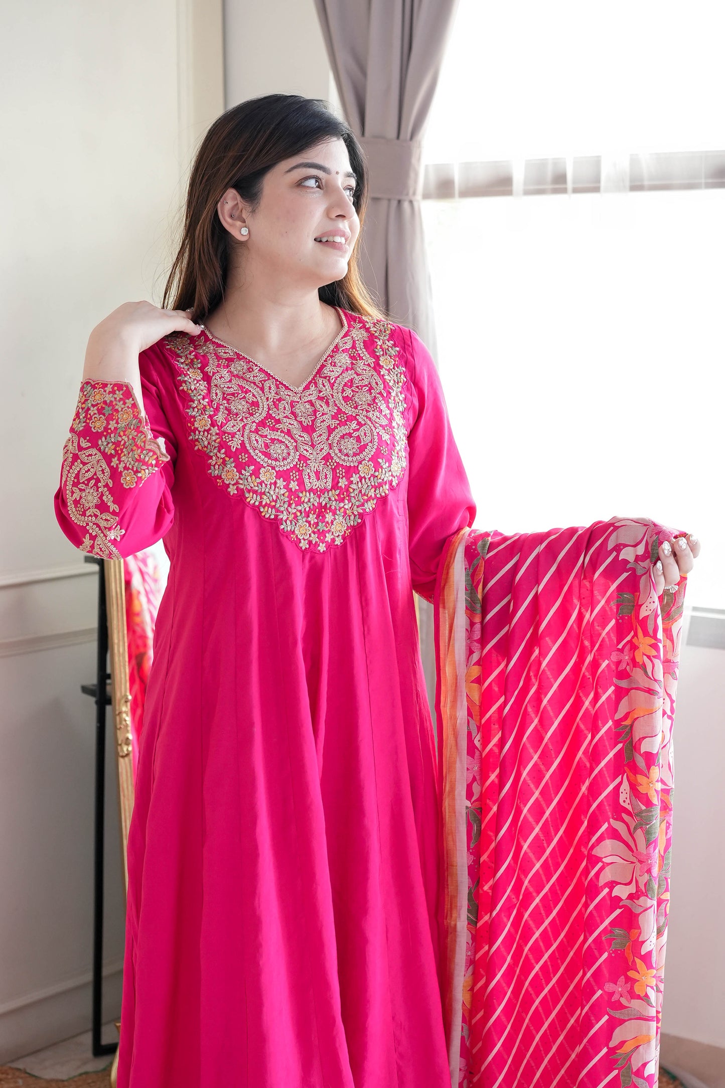 Radha Hot Pink Anarkali Suit Set