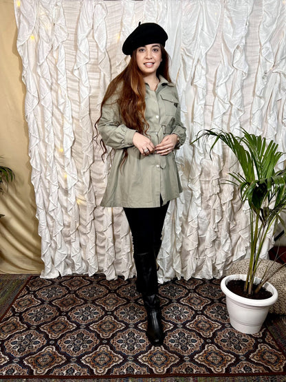 Green Button Up Dress With Belt