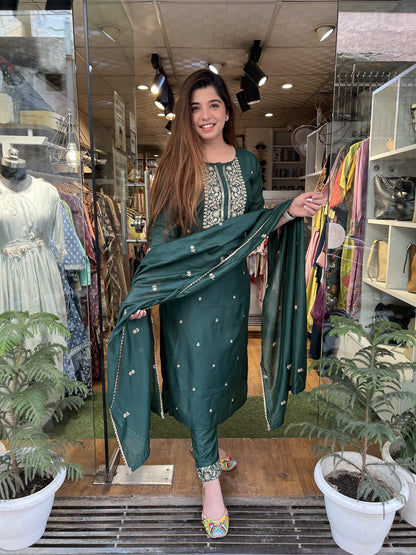 Shalini Green Embriodered Suit Set