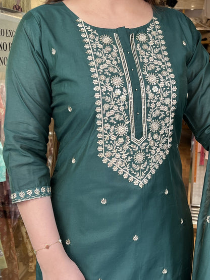 Shalini Green Embriodered Suit Set