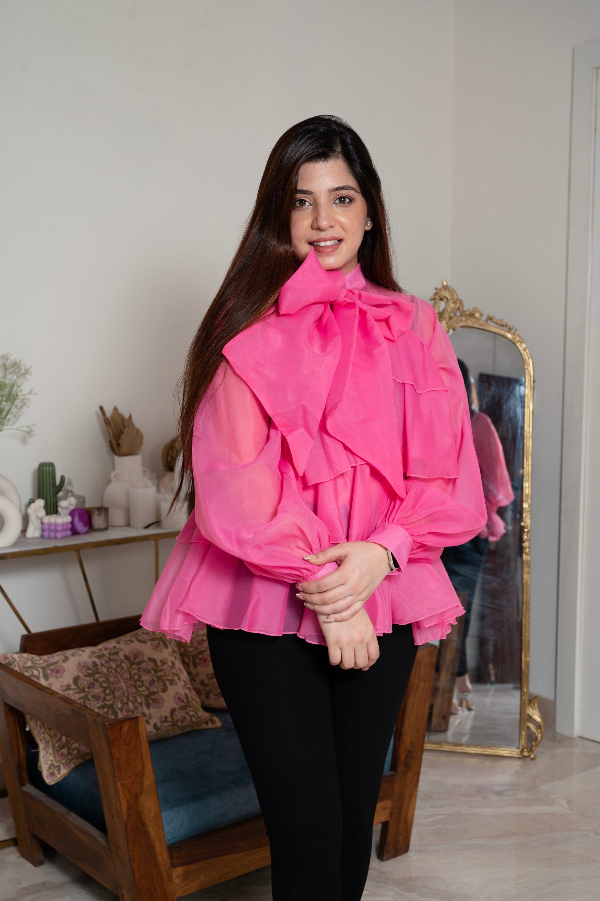 Araceli Pink Frill Top