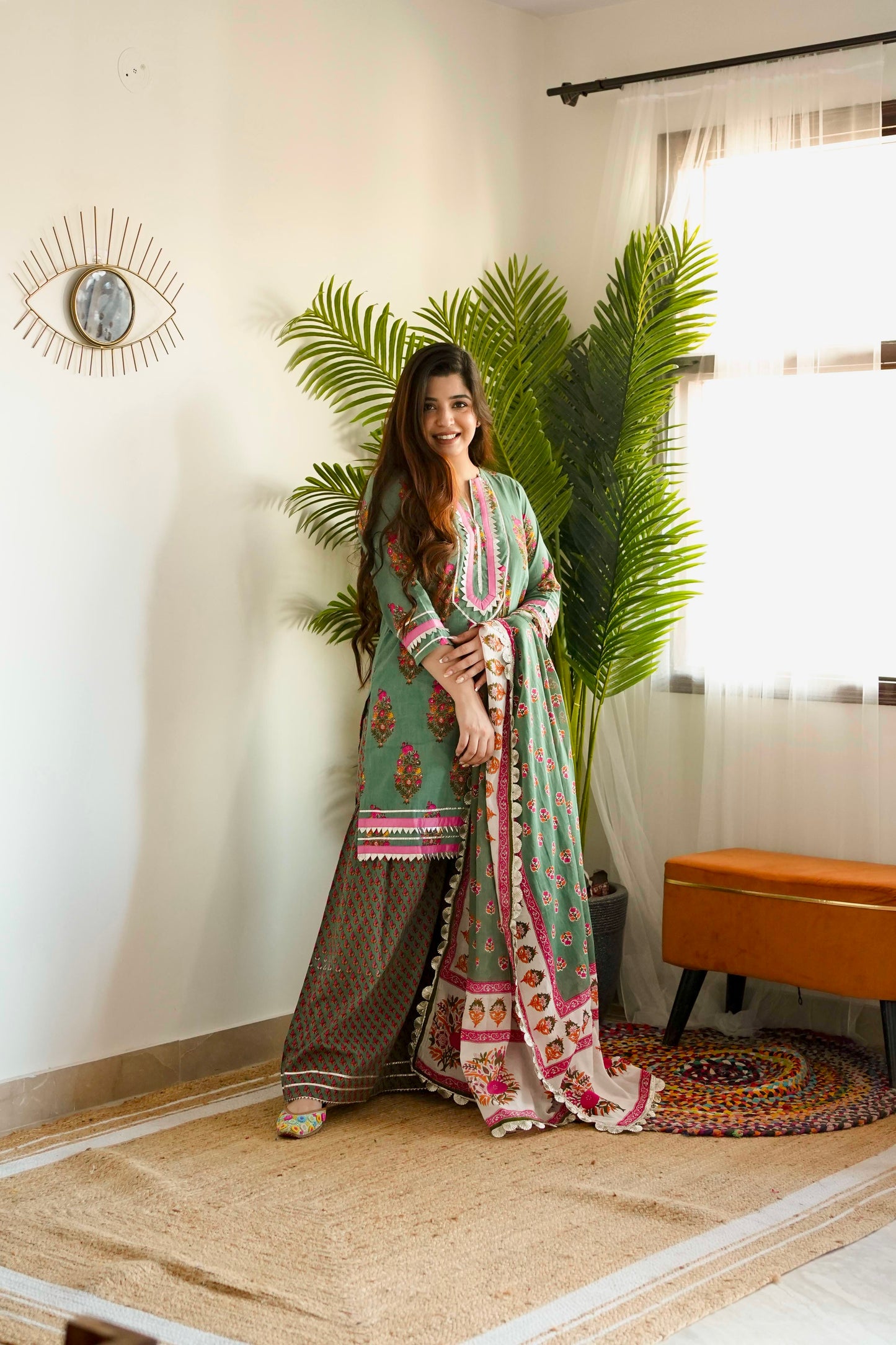 Samar Green Printed Suit Set