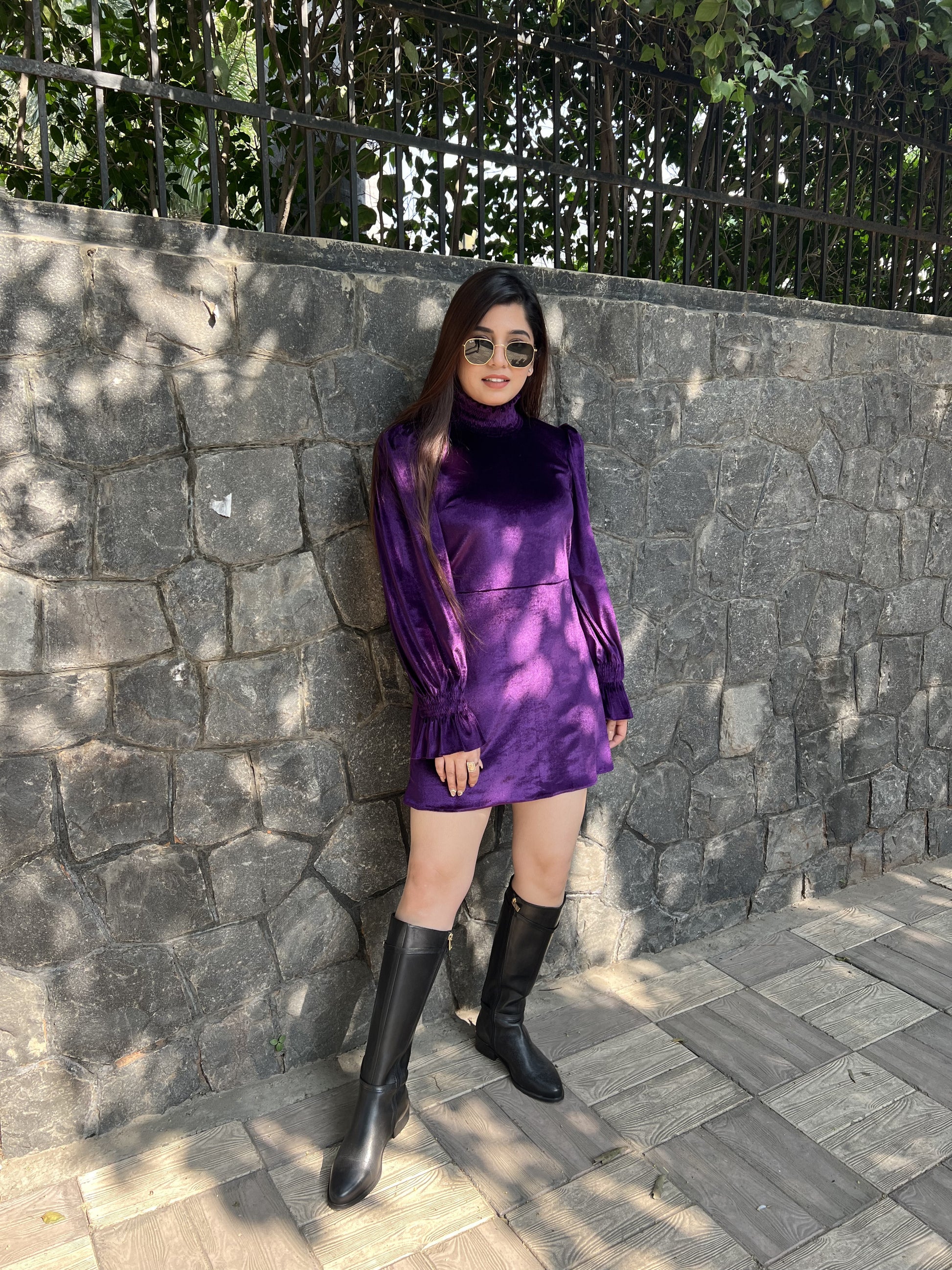 Kins Purple Velvet Dress