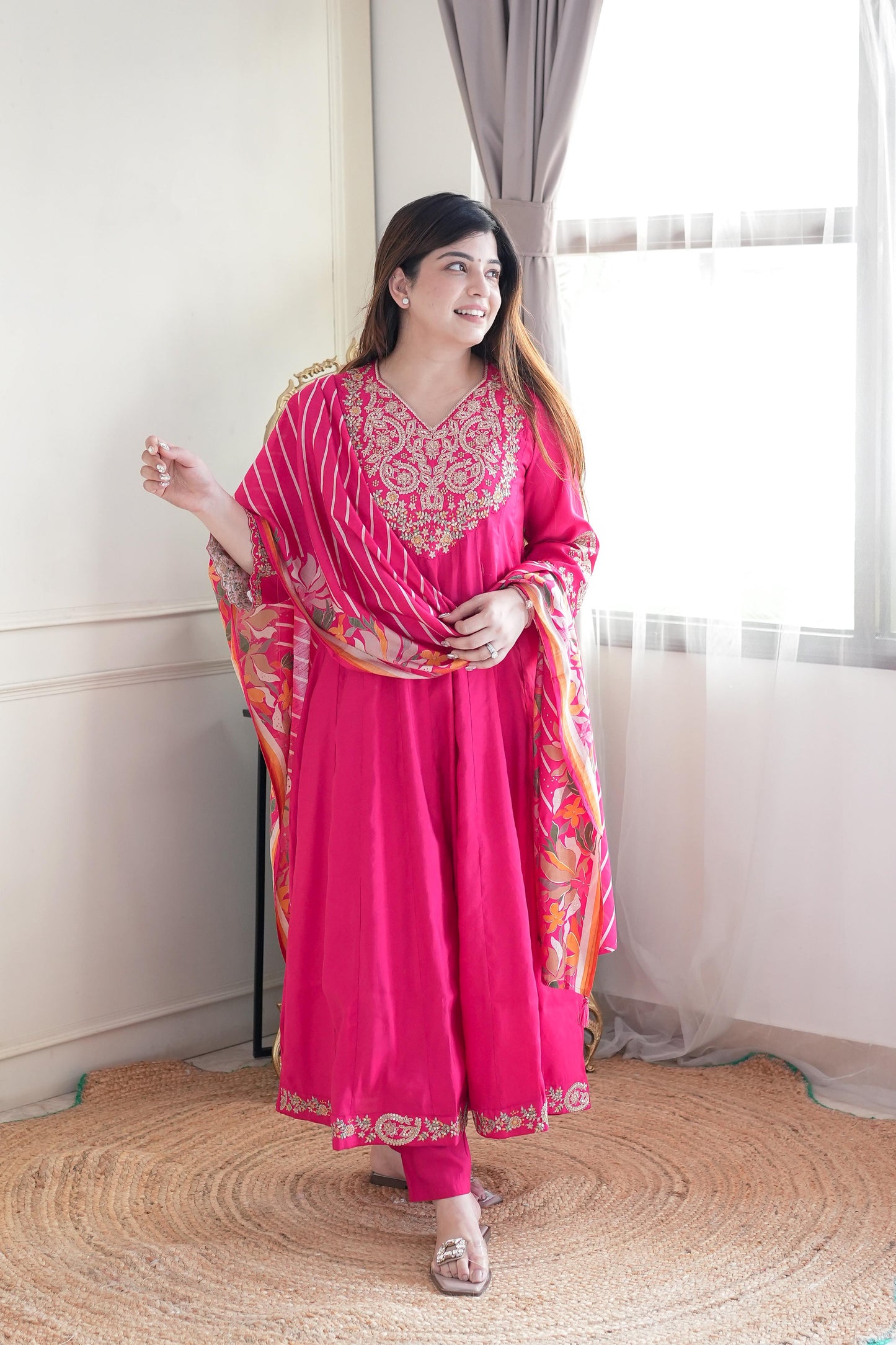 Radha Hot Pink Anarkali Suit Set