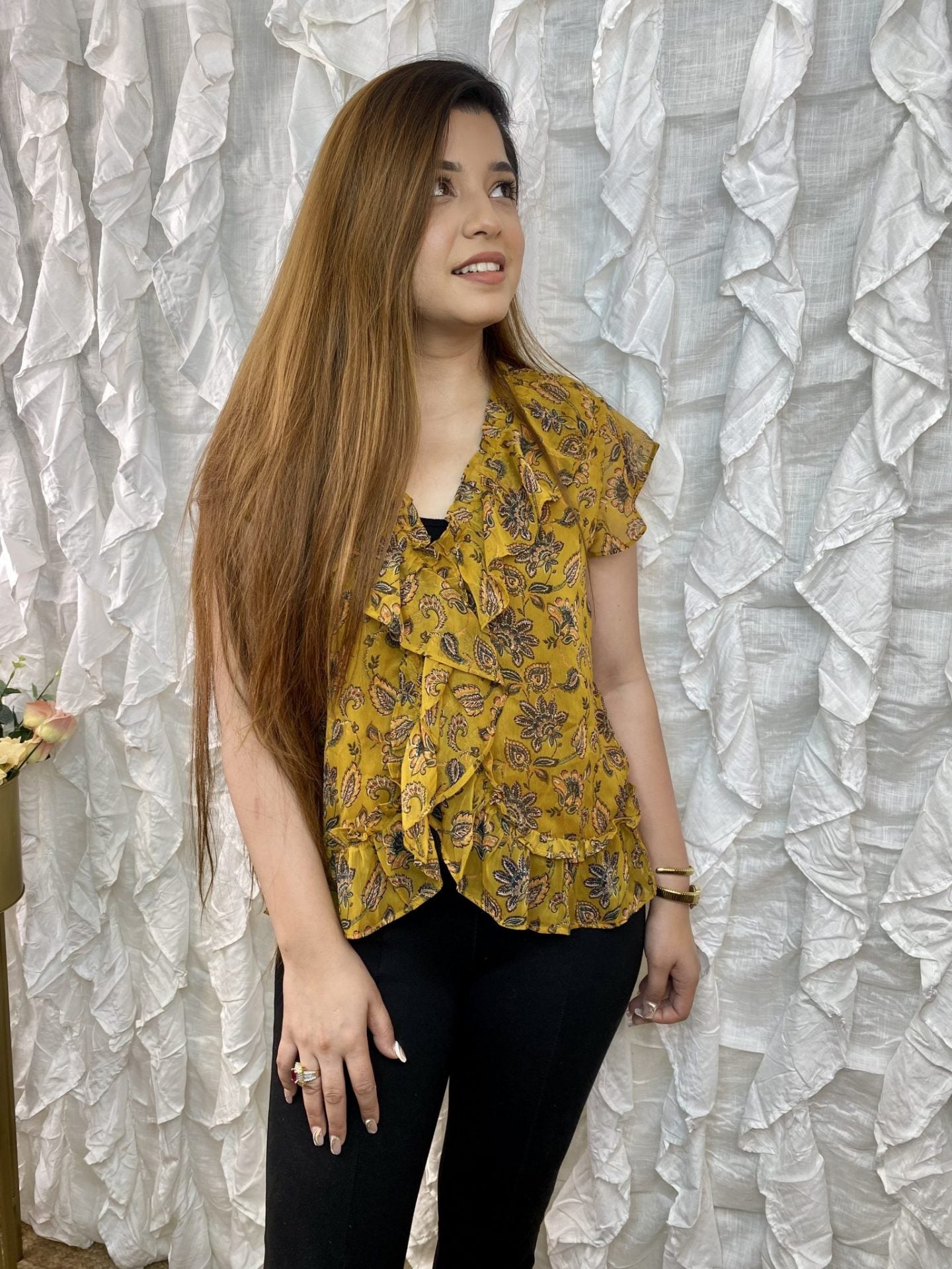 Perri Floral Frilled Top