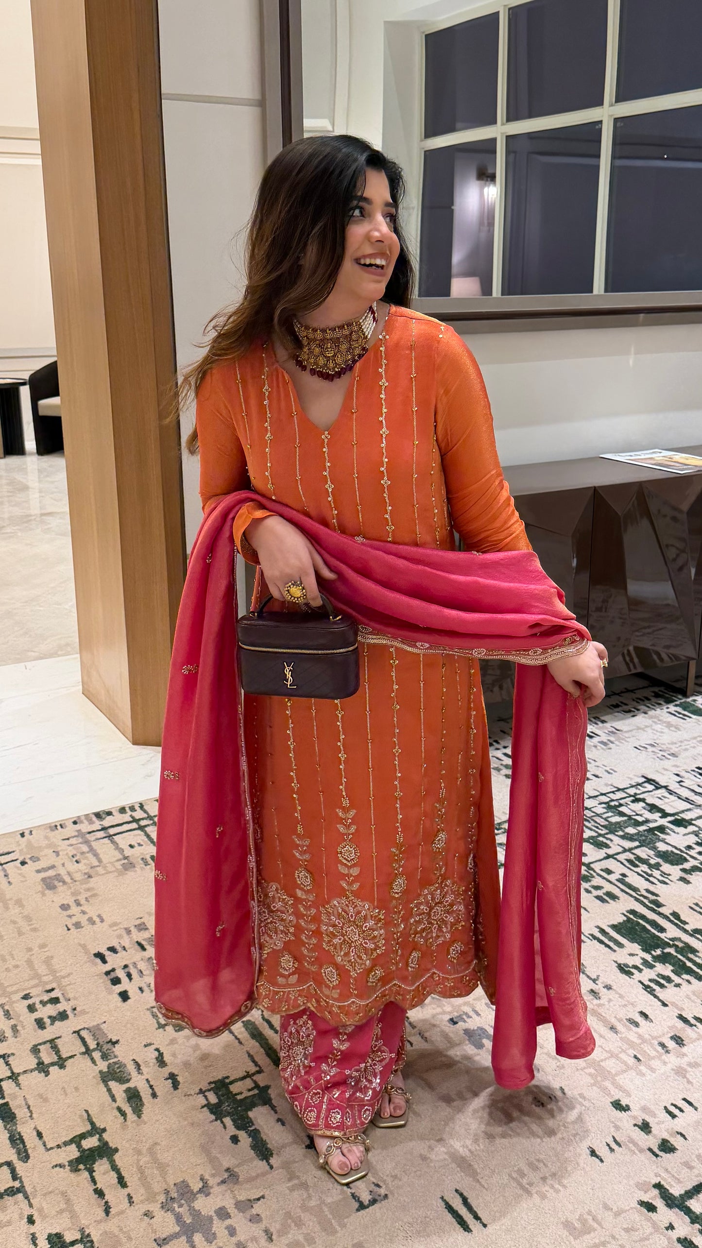 Veera Rust Hand Embroidred Suit Set