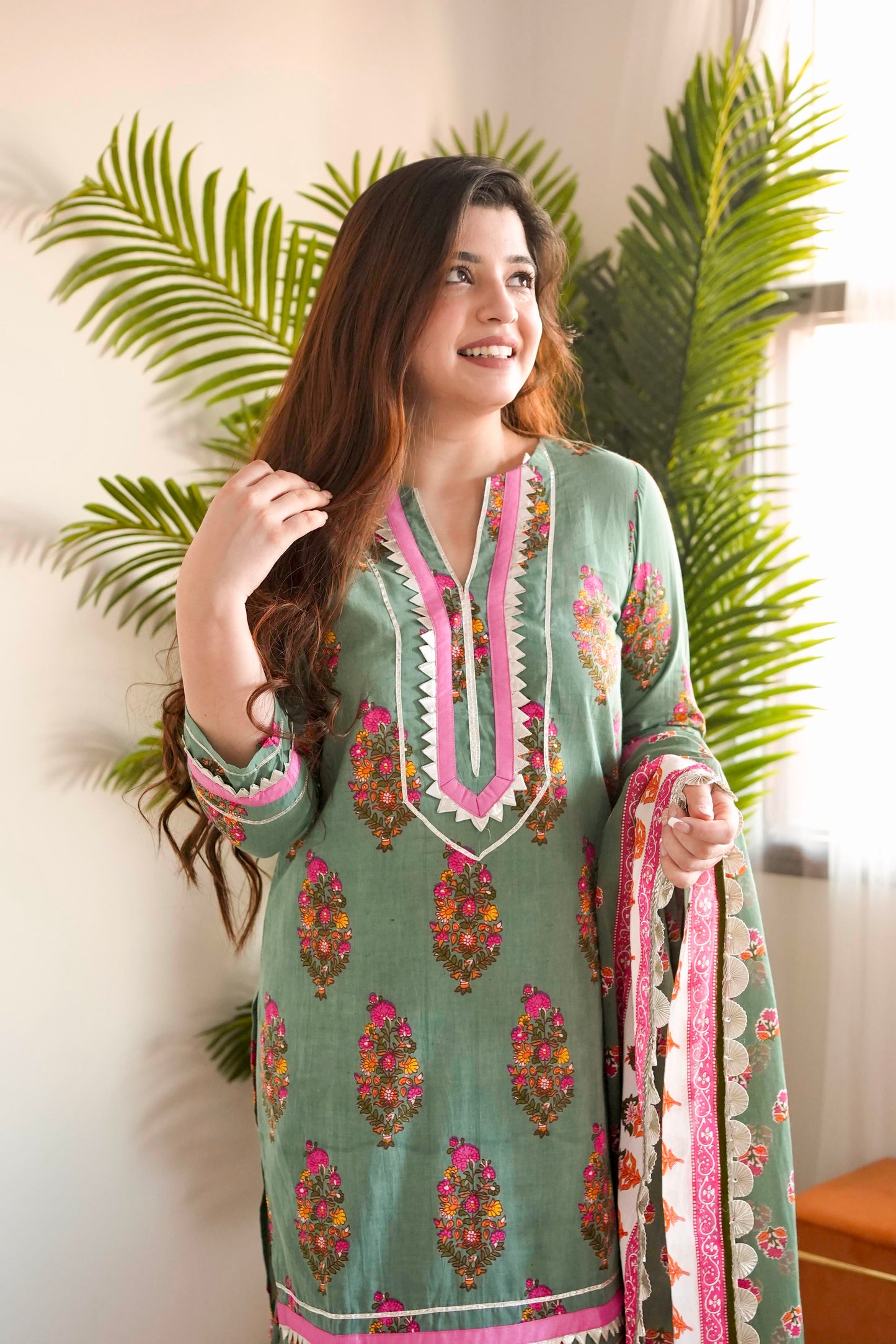 Samar Green Printed Suit Set