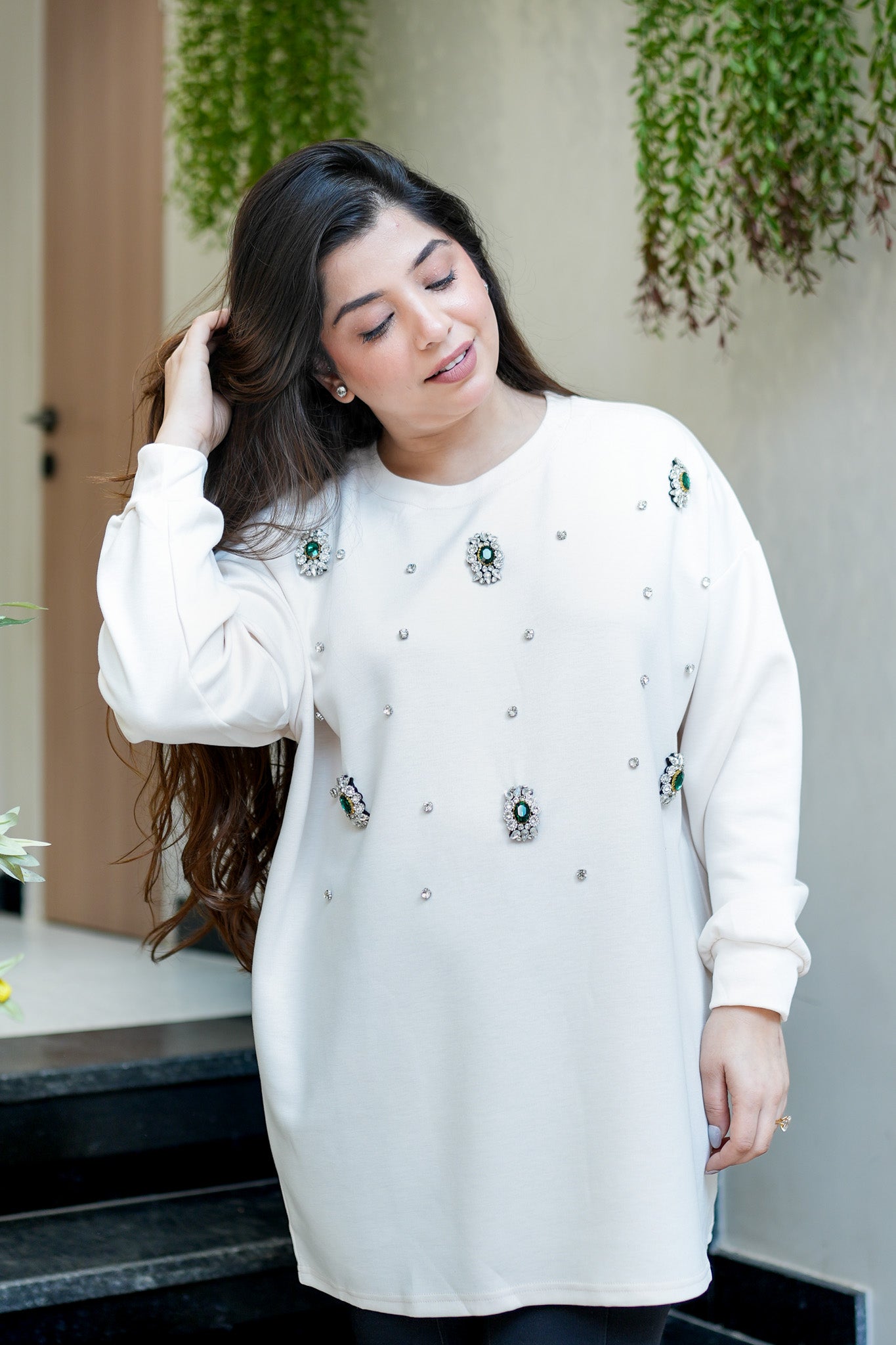 Crystal Embellished Sweatshirt