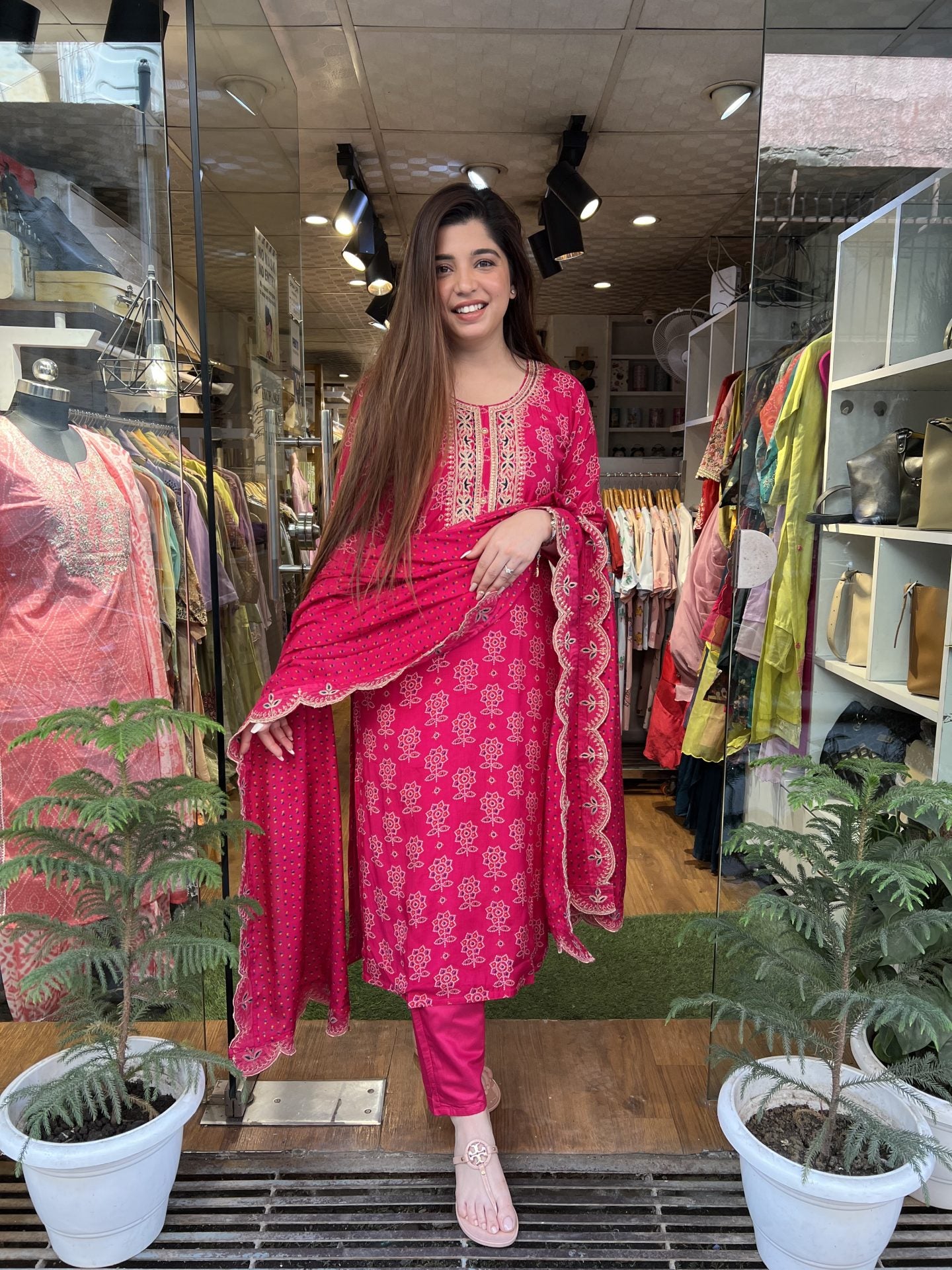 Meher Pink Printed Suit Set