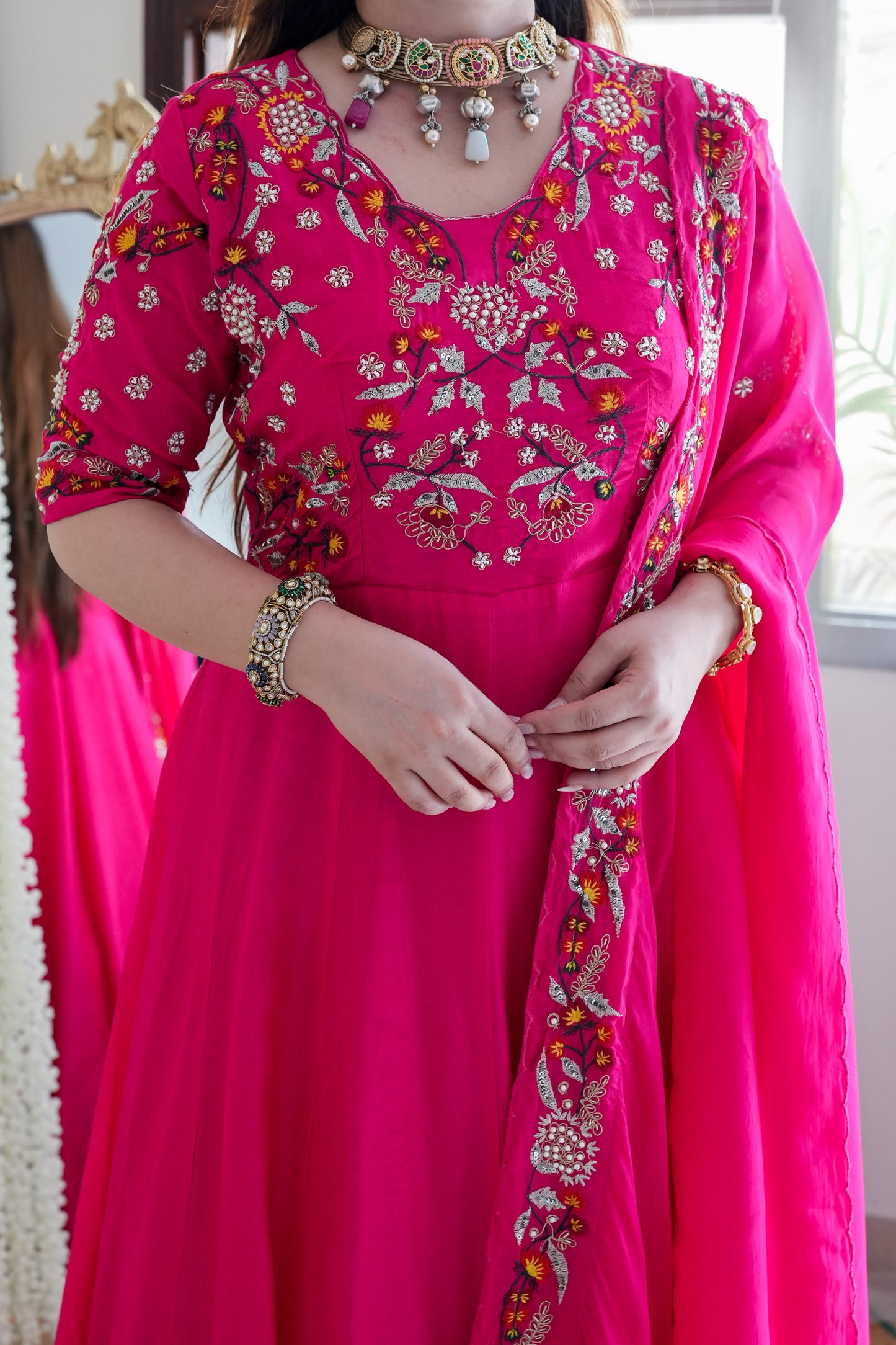 Safah Pink Embriodered Anarkali