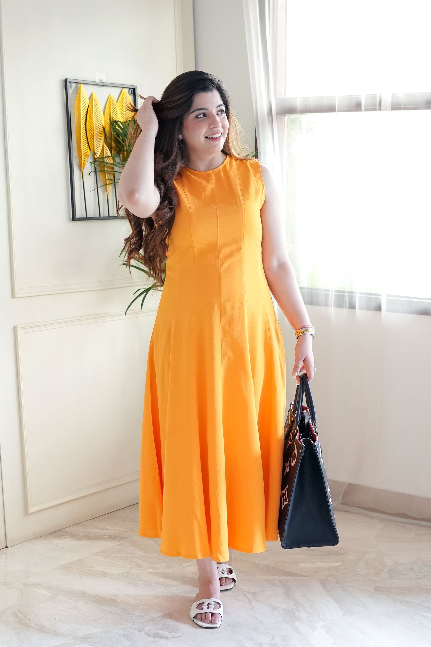 Crysta Orange Long Maxi Dress