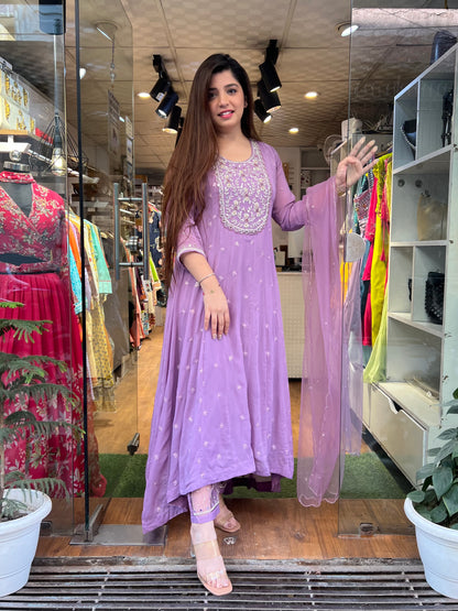 Samar Purple Upside Down Anarakali Suit