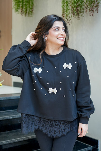 Butterfly Crystal Embellished Sweatshirt