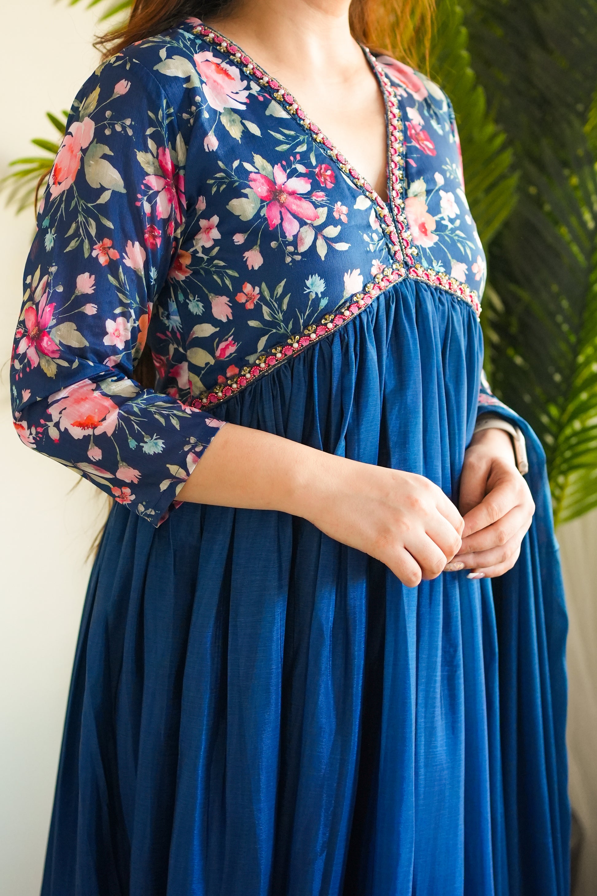 Samay Blue Voluminous Maxi With Dupatta