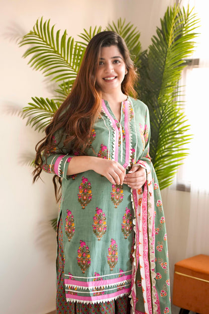 Samar Green Printed Suit Set