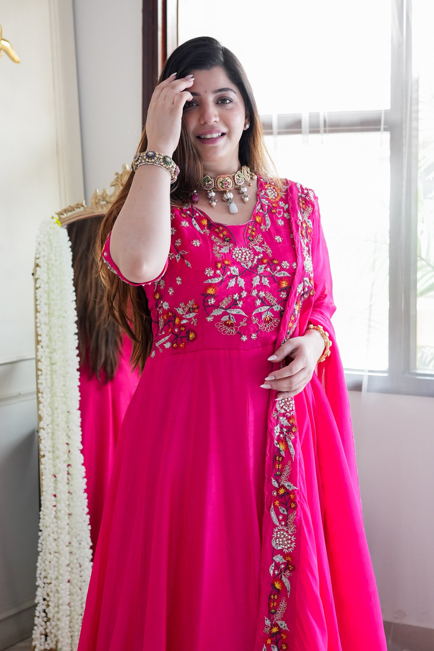 Safah Pink Embriodered Anarkali