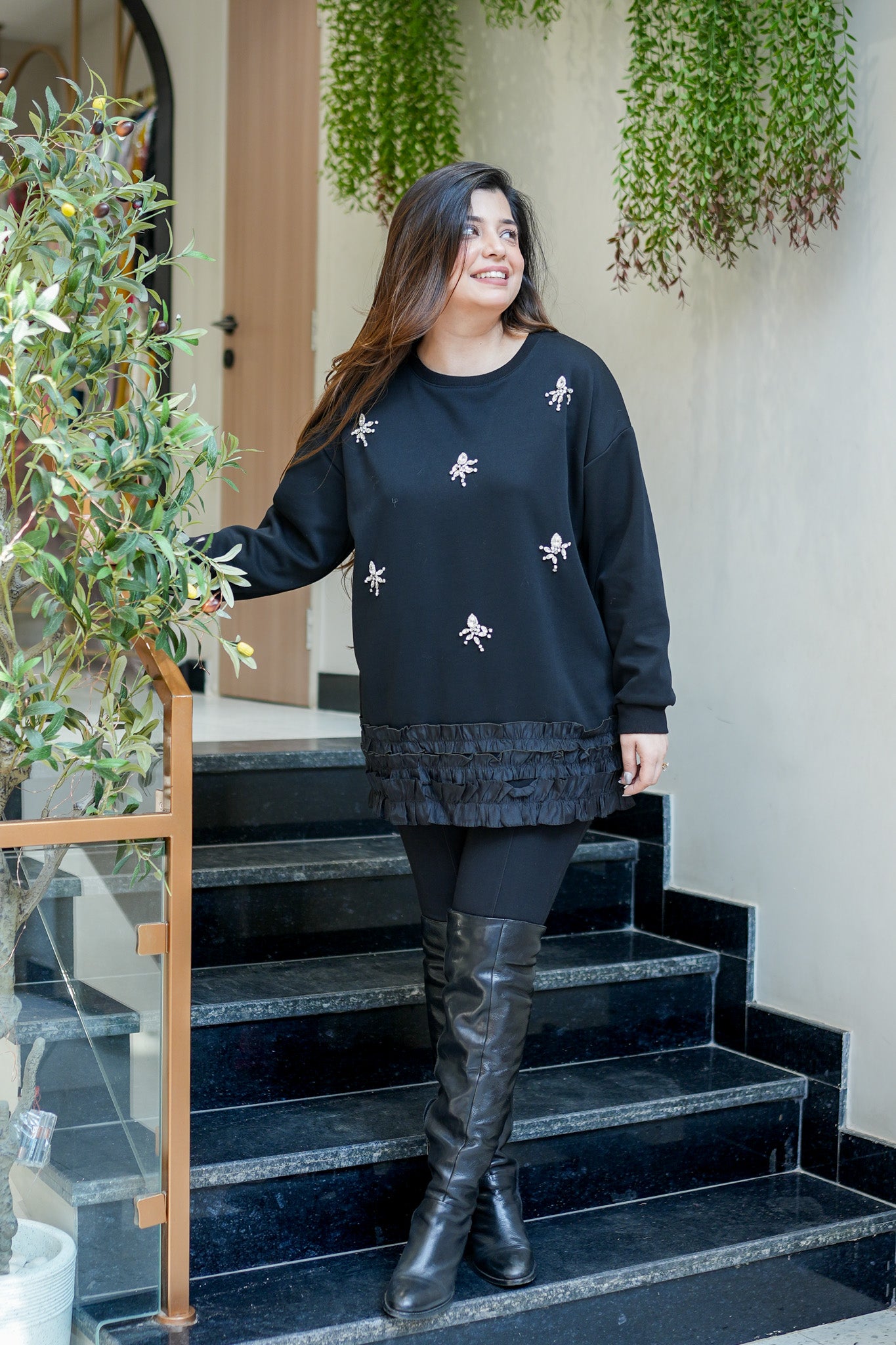 Fiza Crystal Embellished Sweatshirt