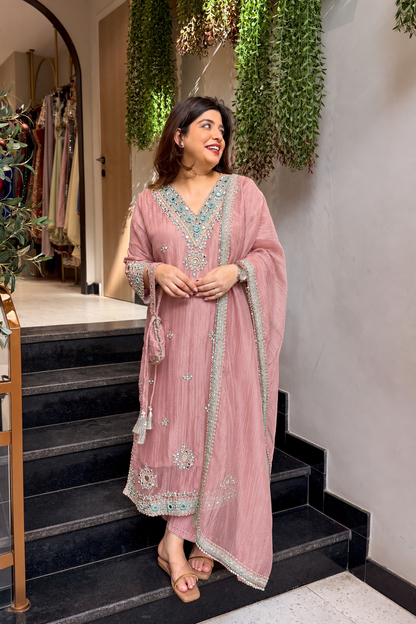 Disha Mirror Work Suit Set with Potli