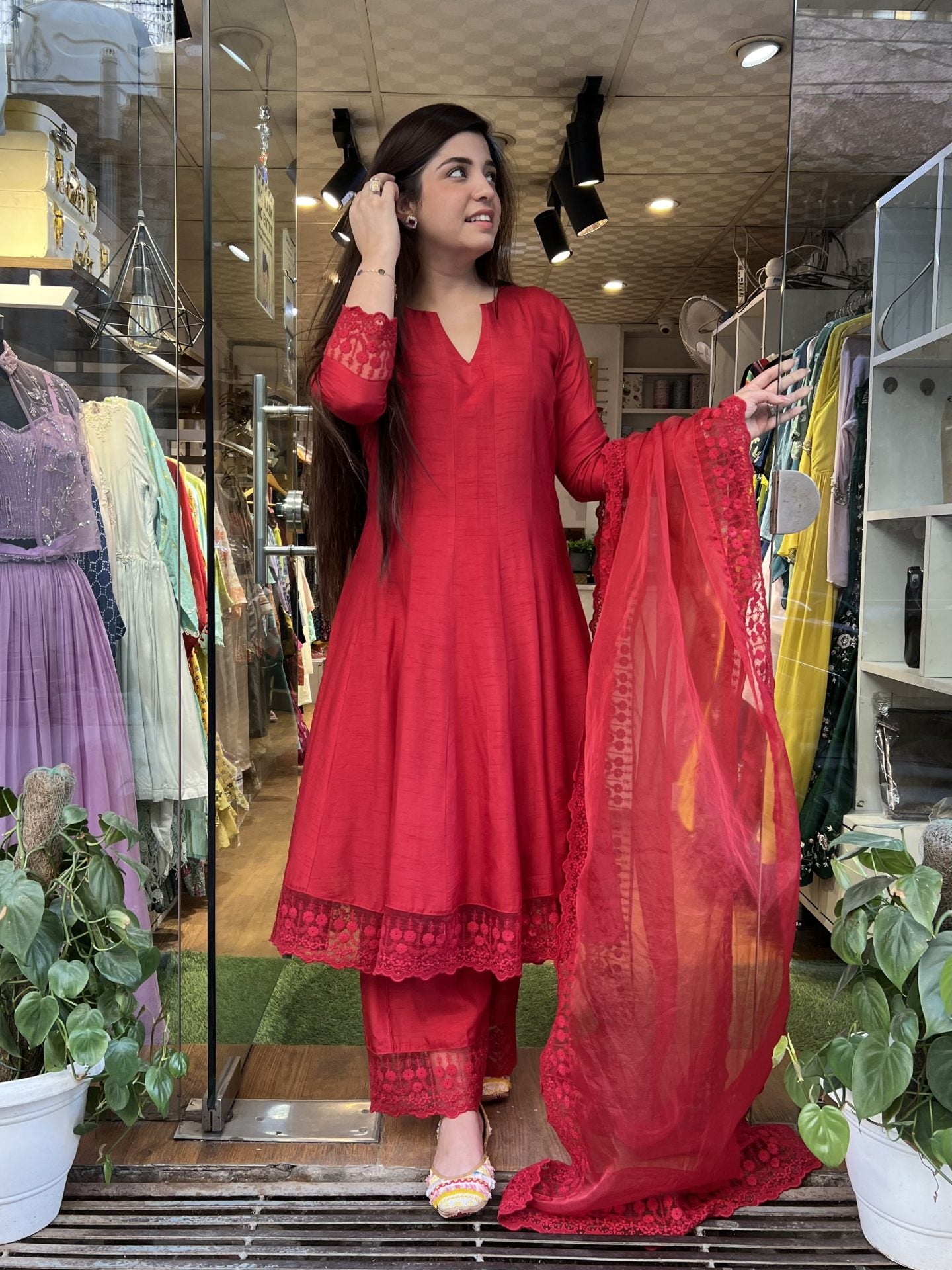 Naina Red Anarkali Suit Set