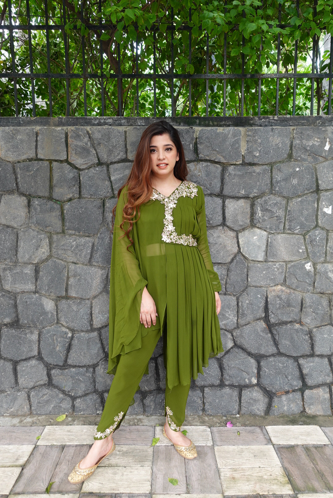 Heera Green Embriodered Dhoti Set