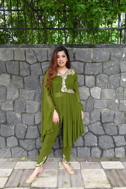 Heera Green Embriodered Dhoti Set