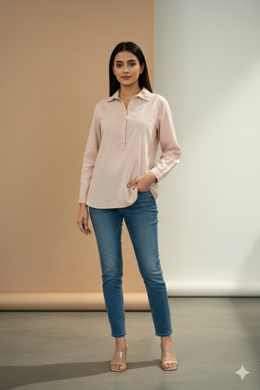 Peach Full Sleeves Shirt