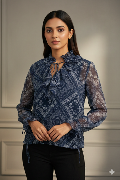 Printed Frill Top