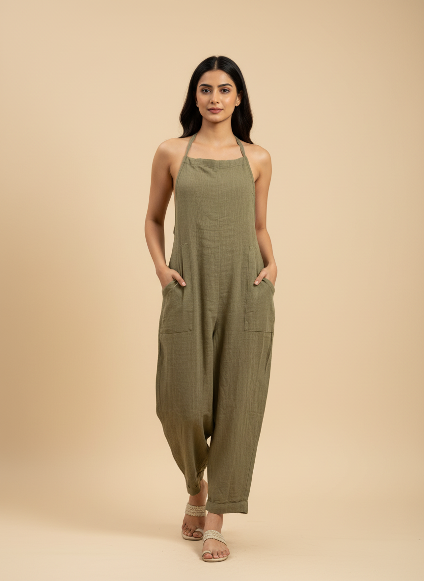 Olive Backless Jumpsuit