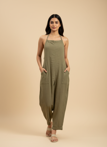 Olive Backless Jumpsuit
