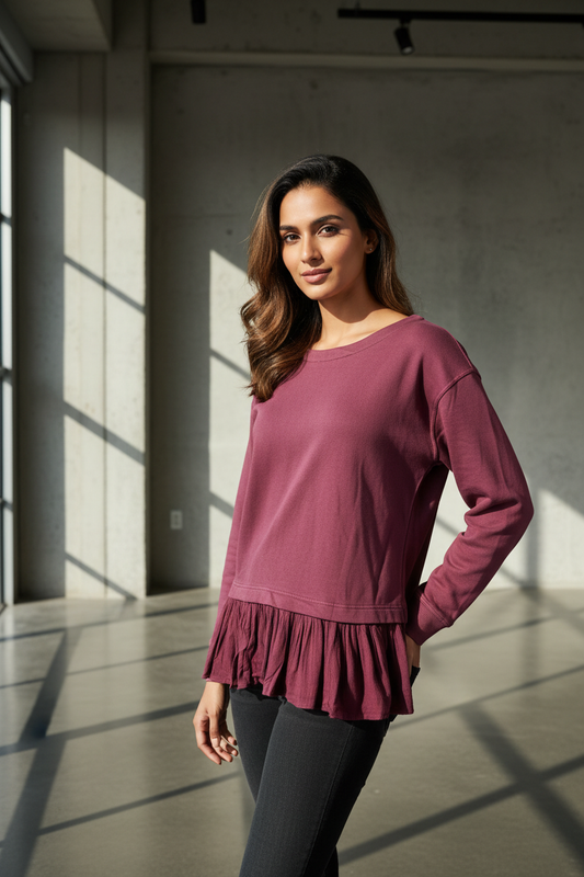 Wine Full Sleeves Top