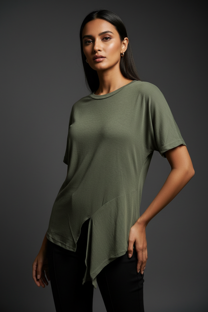 Green Side Cut Tshirt