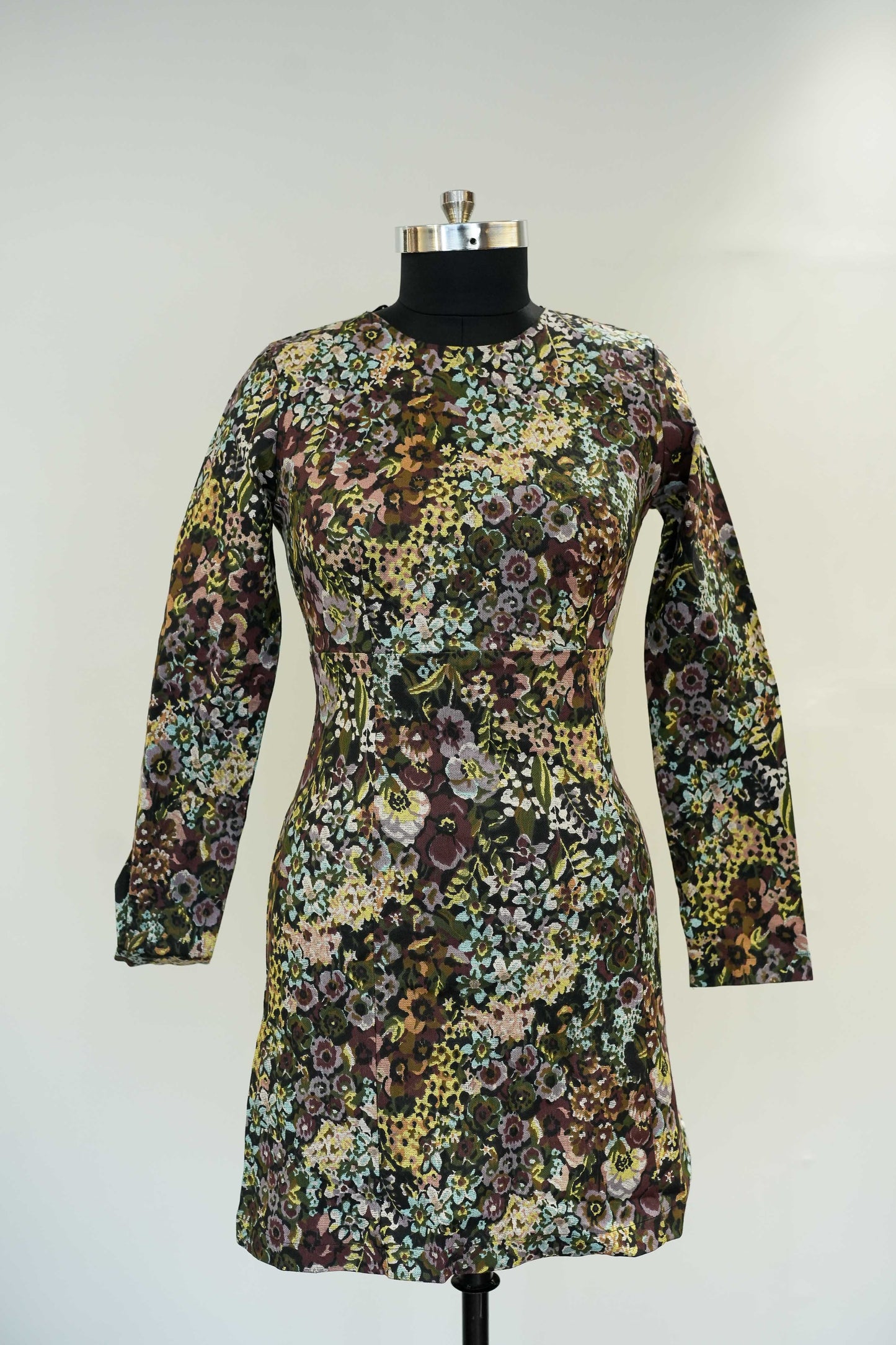 Floral Full Sleeves Short Dress